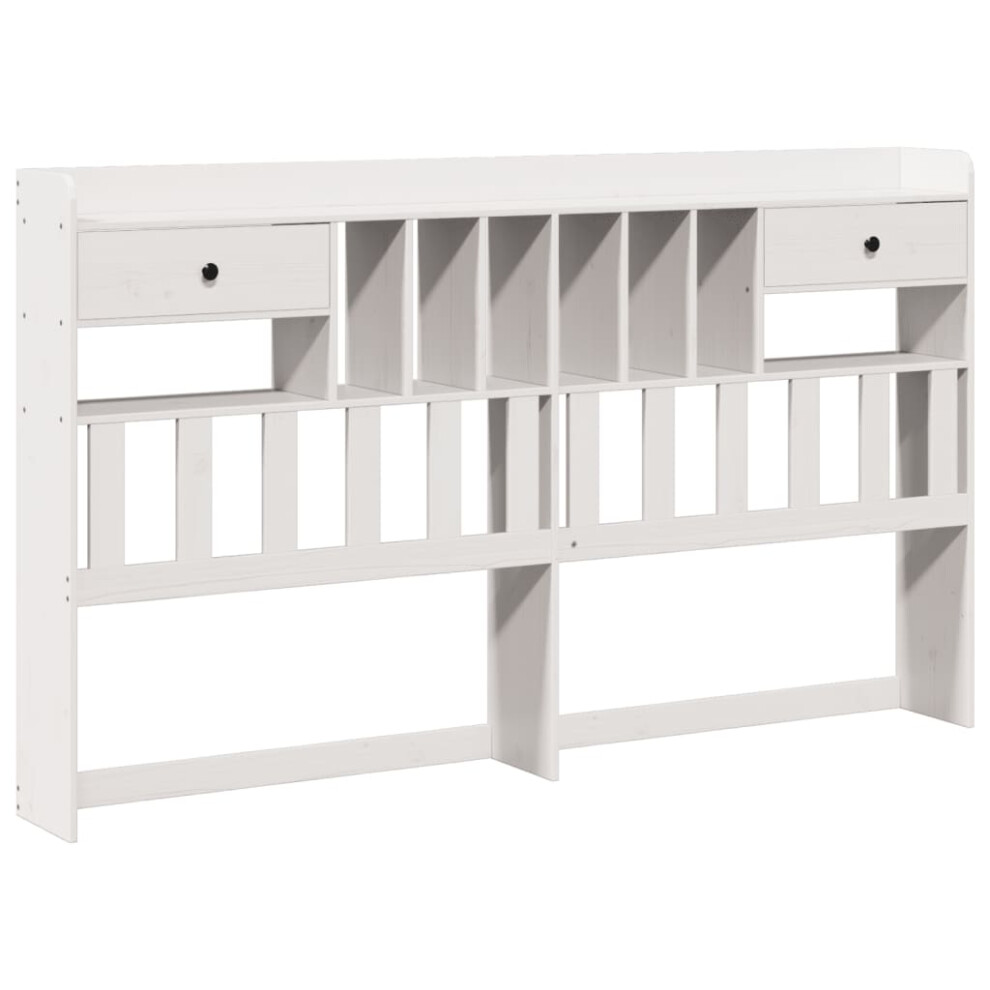 vidaXL Headboard with Storage Bedroom Bed Header White 180 cm Solid Wood Pine