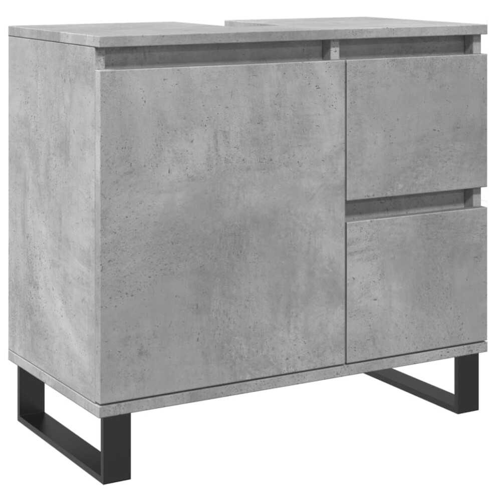 Vidaxl Bathroom Sink Cabinet Storage Cupboard Concrete Engineered Wood Grey