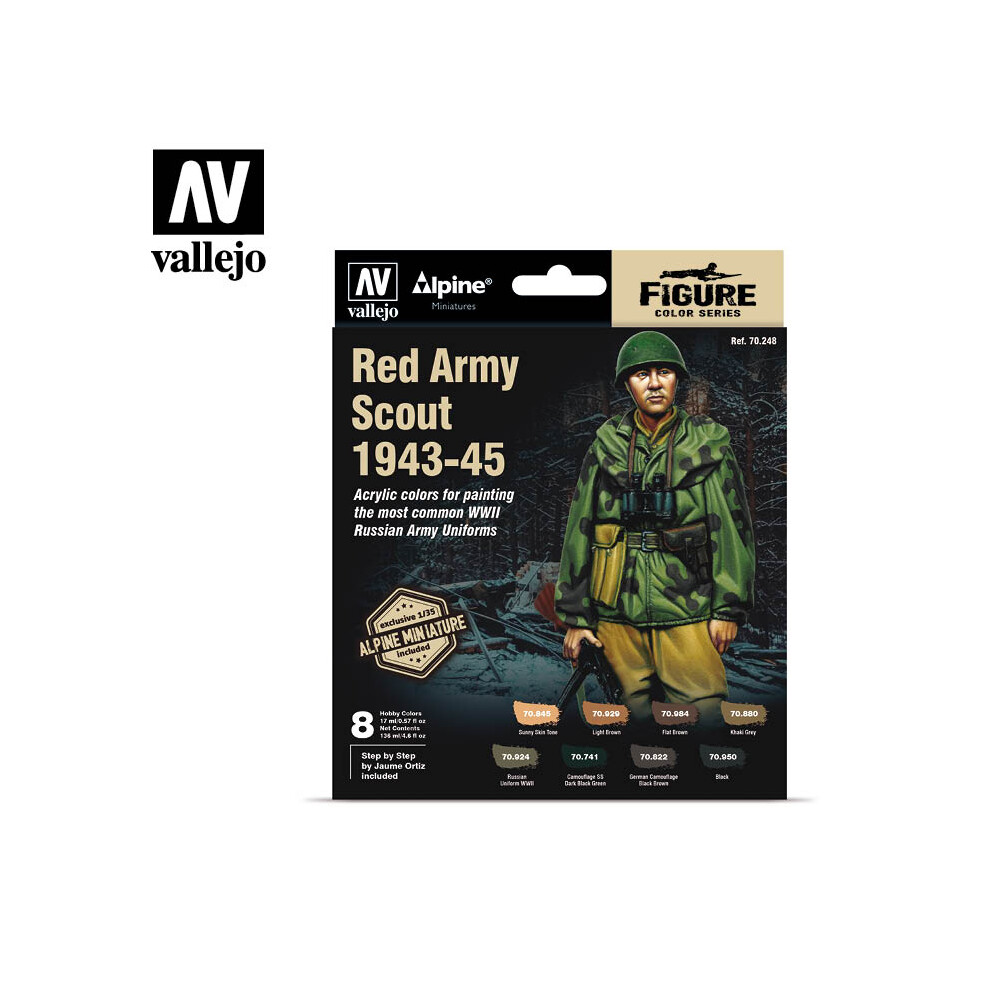 VAL70248 - AV Vallejo MC Set - Alpine Red Army Scout  (x8) & Figure