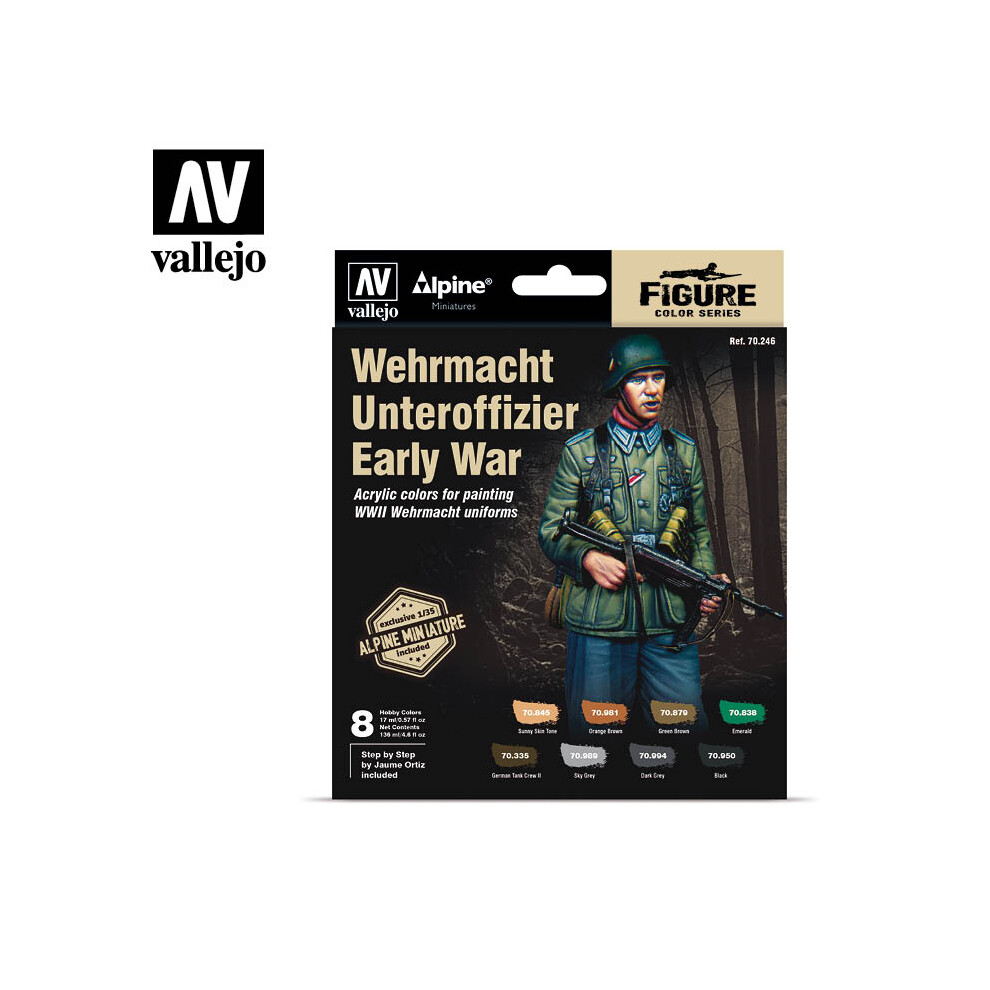 VAL70246 - AV Vallejo MC Set - Alpine Wehrmacht Unter (x8) & Figure