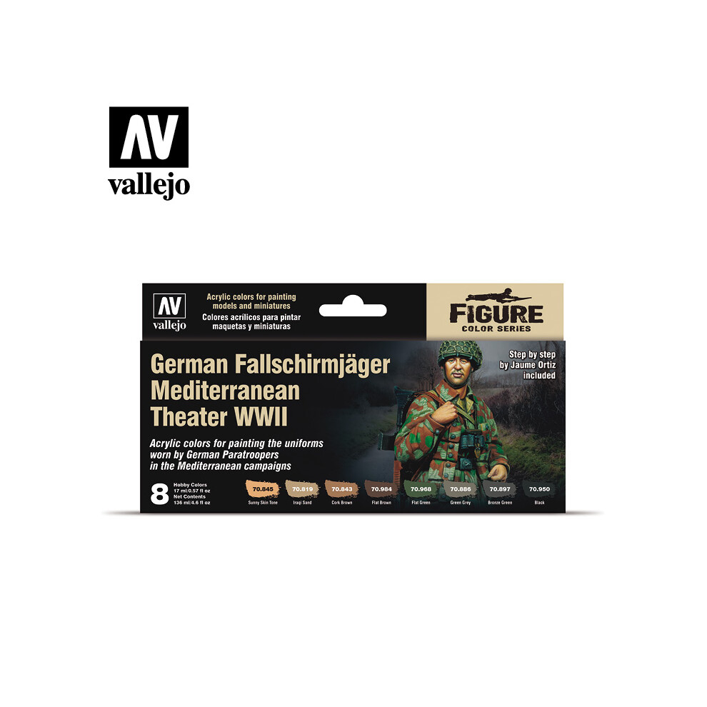 VAL70188 - AV Vallejo Model Color Set - German Fallschirmjager (x8)