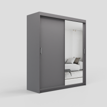 (180cm /+4 drawers, Grey) ELUKS Modern Sliding Door Wardrobe OVI