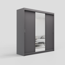 (200cm /+8 drawers, Grey) ELUKS Modern Sliding Door Wardrobe OVI