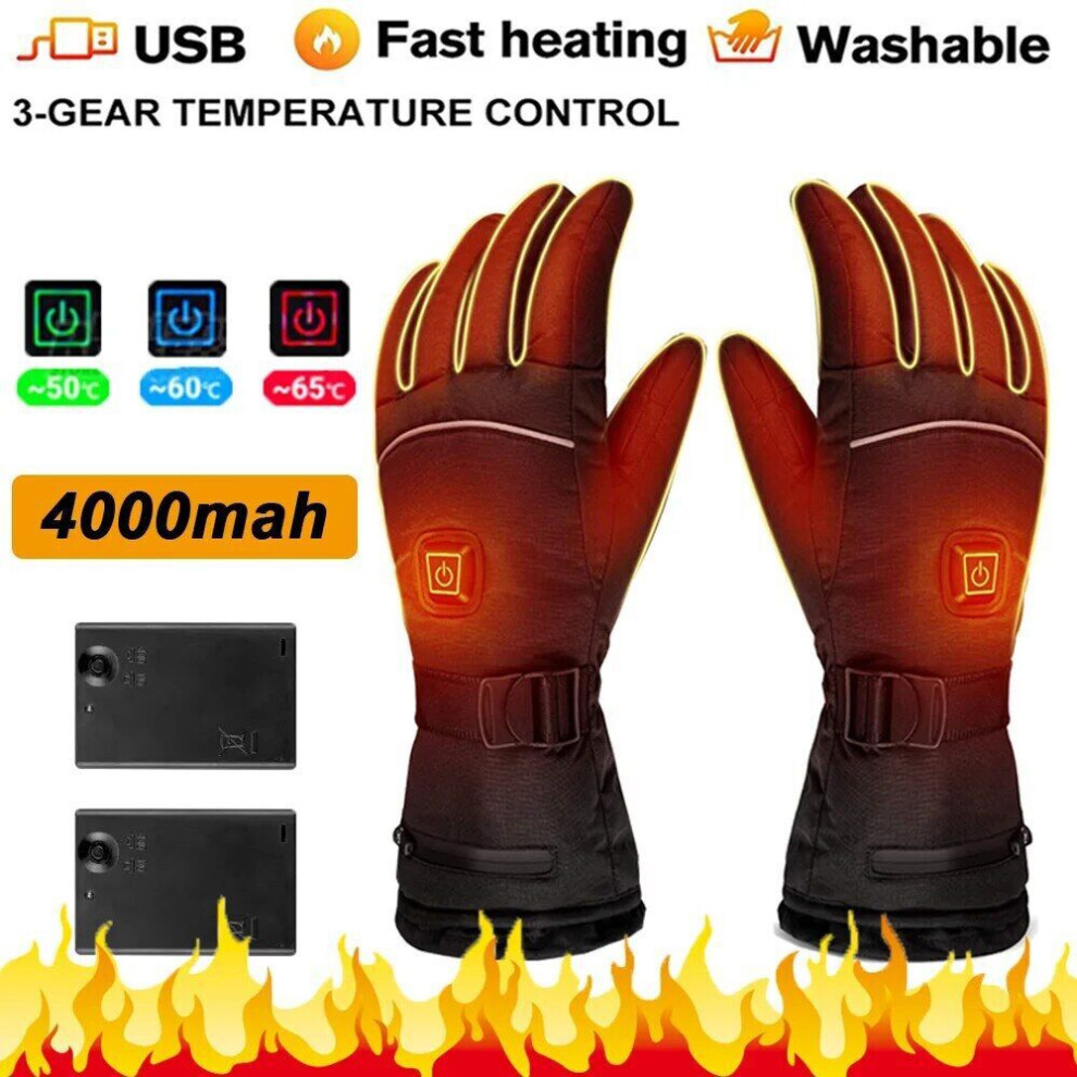 Rechargeable Electric Heated Gloves Thermal Motorcycle Gloves 4000mAh