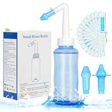URAQT Neti Pot, Nasal Rinse Kit Nose Wash Cleaner, 300ml Sinus Rinse Bottle with 40 Nasal Wash Salt Packets, Pressure Rinse Nasal Irrigation for Adult