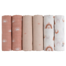 GLLQUEN BABY Muslin Squares for Baby, 6 pack Cotton Burp Cloths 70cm x 70cm, Oeko-tex100 Absorbent & Breathable and Ideal to Clean, Wipe & Cover