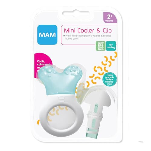 MAM MAM Mini Teething Cooler and Clip, Blue, 2 Plus Months 1