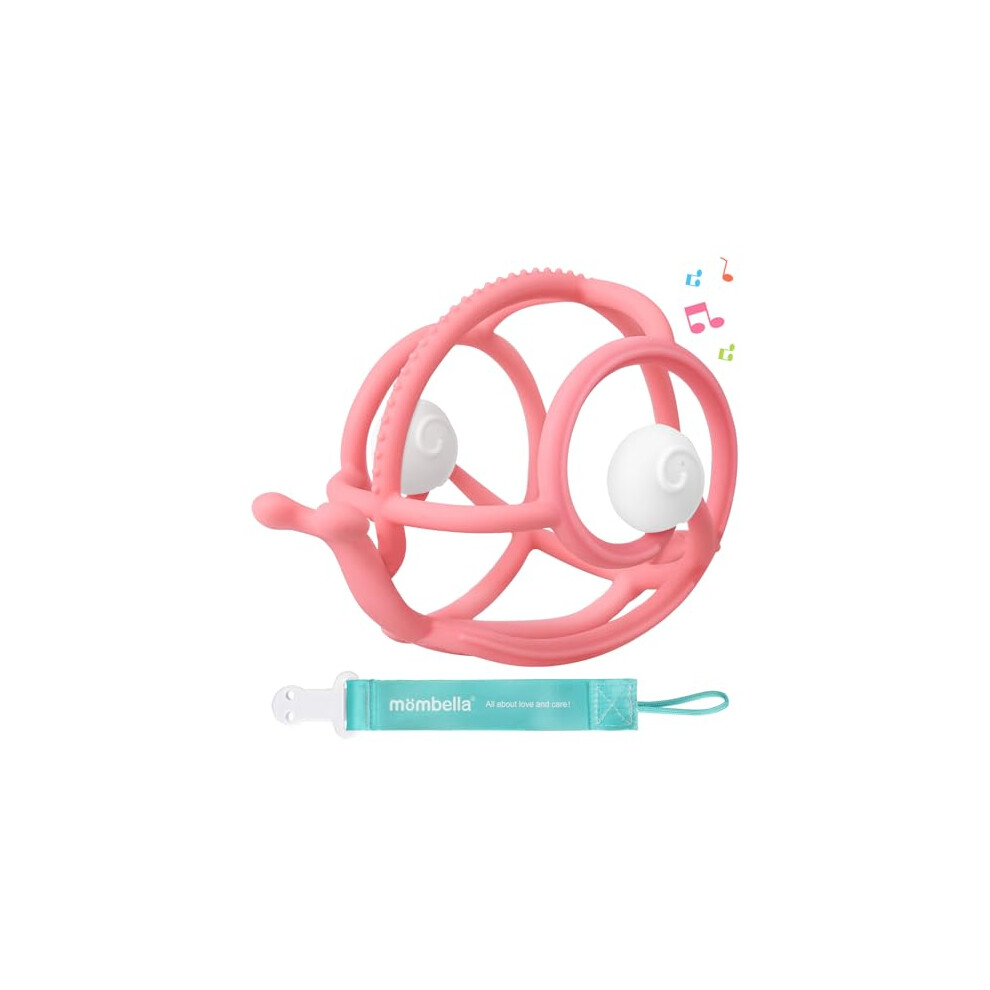 Snail Teething Rattle Toys For Babies 0-6 Months, Baby Teethers & Rattles Toys 6-12 Months, Silicone Infant Teething Toys For 3-9 Months Old, Mombella