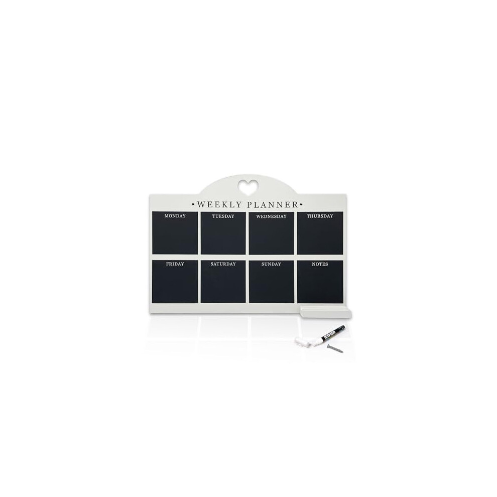 Empire Weekly Planner and Menu Board for Kitchen, Work Planner Blackboard, Wall Mounted Daily Planner, to Do List, Dry Erase Meal Planner with White