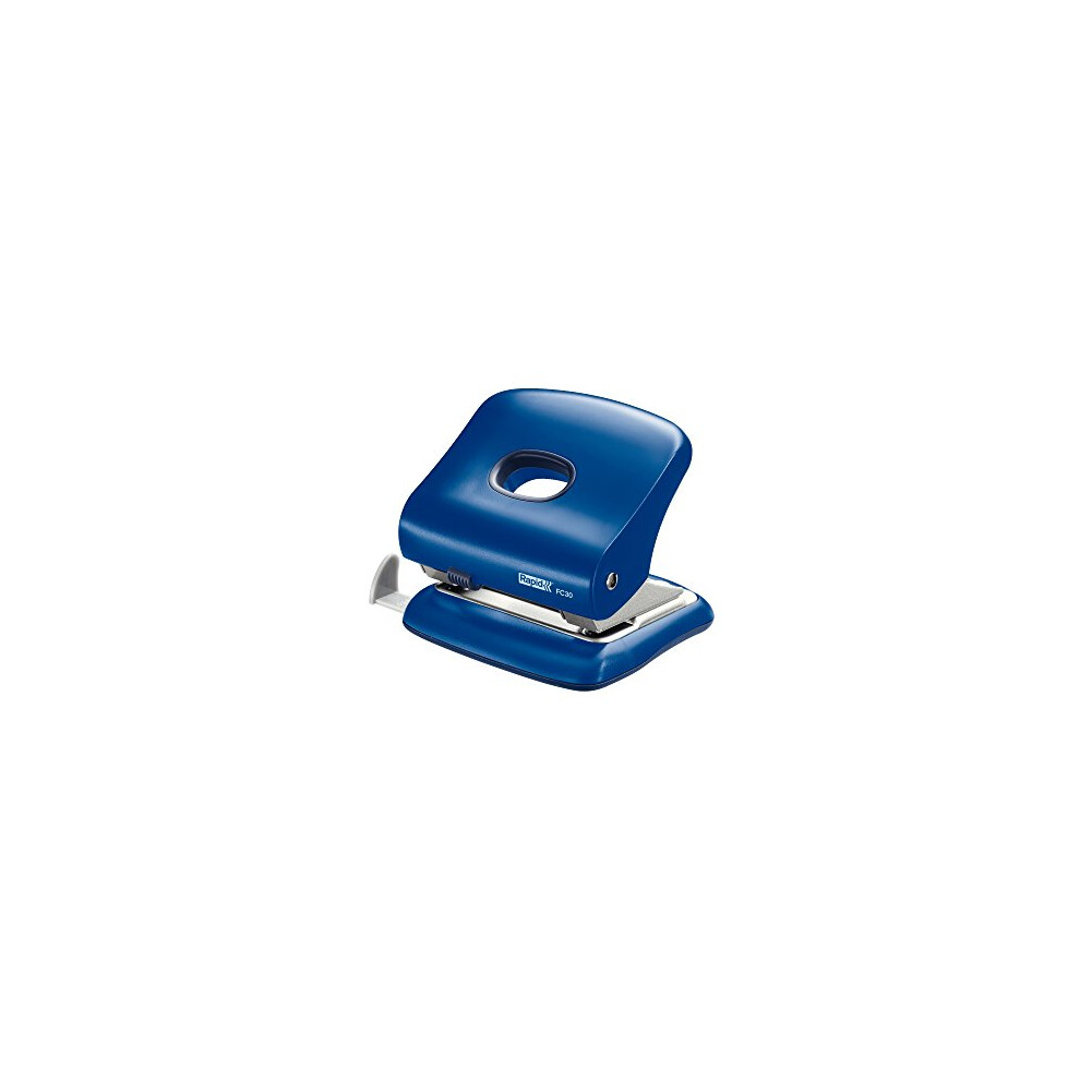 Rapid Fashion FC30 Strong 2 Hole Punch, Punches up to 30 Sheets, Adjustable Guide Bar, Ergonomic Design, Blue, 23639402