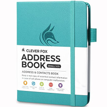 Clever Fox Address Book with alphabetic tabs - PU Leather Telephone and Address Book for Keeping Contacts Safe, Contact Organizer Journal, Small Size