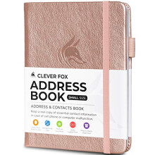Clever Fox Address Book with alphabetic tabs - PU Leather Telephone and Address Book for Keeping Contacts Safe, Contact Organizer Journal, Small Size