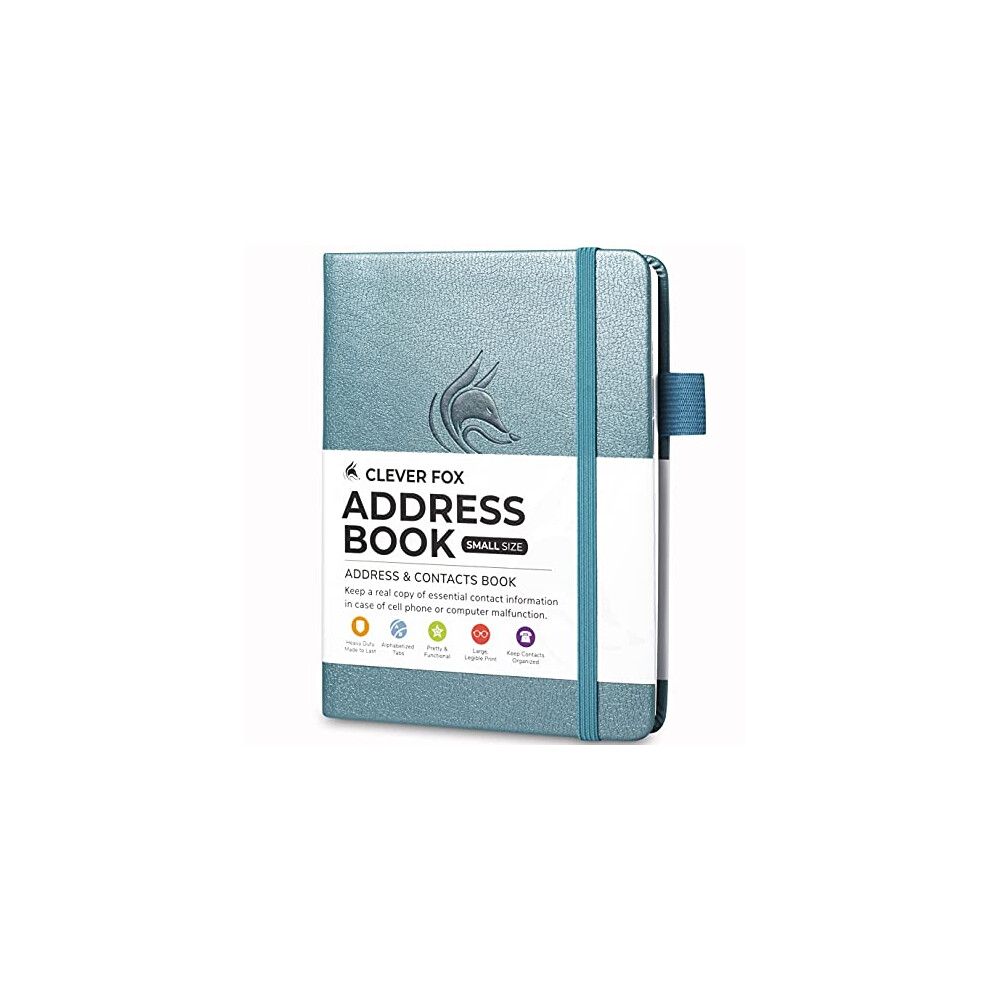 Clever Fox Address Book with alphabetic tabs - PU Leather Telephone and Address Book for Keeping Contacts Safe, Contact Organizer Journal, Small Size-image-OPC-PFJZTBD-NEW