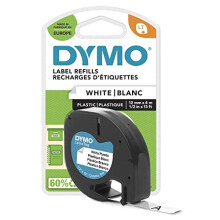 DYMO LetraTag Plastic Labels | Authentic | 12 mm x 4 m Roll | Black Print on White Labels | Self-Adhesive Multipurpose Labels for LetraTag Label