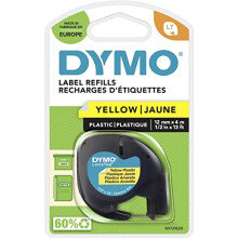 DYMO LetraTag Plastic Labels | Authentic | 12 mm x 4 m Roll | Black Print on Yellow | for LetraTag Label Makers