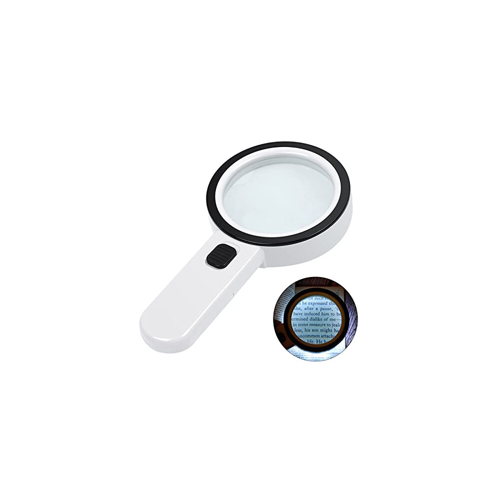 Aixpi Light Magnifying Glass With 30X Handheld Large Magnifying Glass 12 Led Illuminated Ed Magnifier For Macular Degeneration, Seniors Reading,