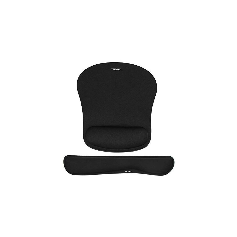 TECKNET Wrist Rest Mat, Keyboard and Mouse Wrist Support Pad Set, Comfortable Memory Foam Mouse Mat with Wrist Cushion Support, Anti-Slip Ergonomic