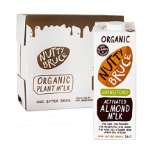 Nutty Bruce - Unsweetened Activated Almond Milk - Certified Organic & Vegan Alternative Milk, No Preservatives, Colours or Added Oils, Lactose Free,