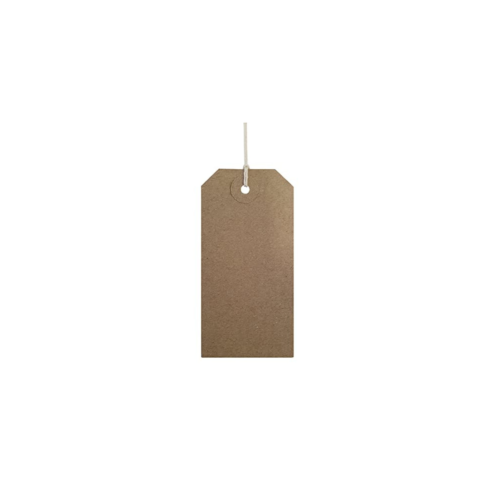 Swift Strung Tags Brown Reinforced Card Clothing Parcel Label String Hanging Gift Swing Tickets Kraft Hang Price Labelling 108mm x 54mm (Pack of 200)