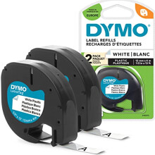 DYMO LetraTag Plastic Labels Authentic 12 mm x 4 m Roll Black Print on White Labels Self-Adhesive Multipurpose Labels for LetraTag Label Makers 2