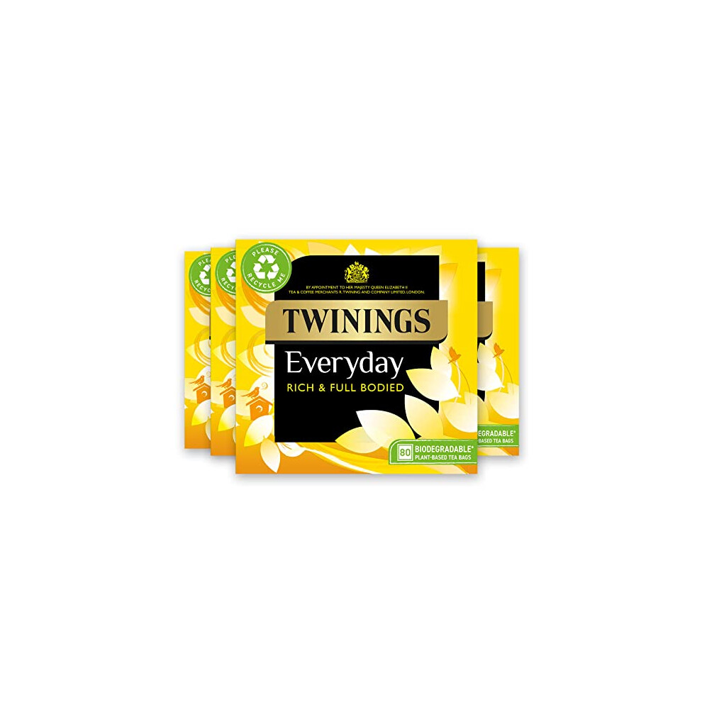 Twinings Everyday Tea | Classic Blend, Rich & Well Rounded Black Tea | Multipack Bulk Buy, 320 (4 x 80) Biodegradable Tea Bags