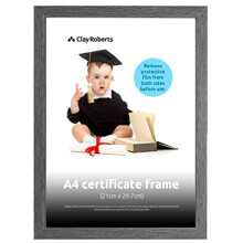 Clay Roberts A4 Frame, Photo Frame, Dark Grey A4, Picture Frame, Certificate Frame, Art Print Poster Frame, Freestanding and Wall Mountable, 21cm x