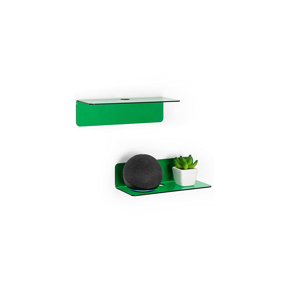 Oaprire Acrylic Floating Wall Shelves Set Of 2 - Easily Expand Wall Space - Small Shelf For Bathroom, Bedroom, Kitchen, Etc - With Cable Clip, 90540028
