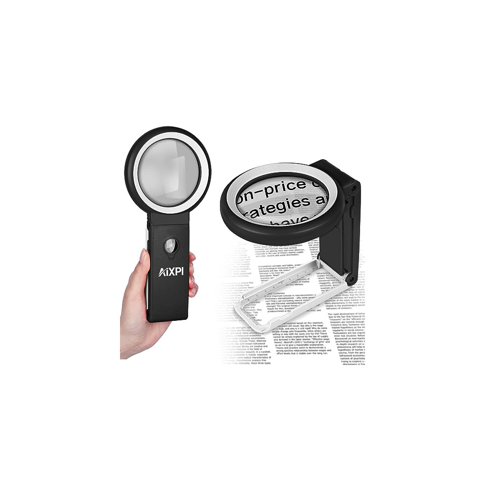 Aixpi Light 30X 40X Magnifying Glass With And Stand, Large Handheld Magnifying Glasses 18 Led Illuminated Ed Magnifier For Macular Degeneration,