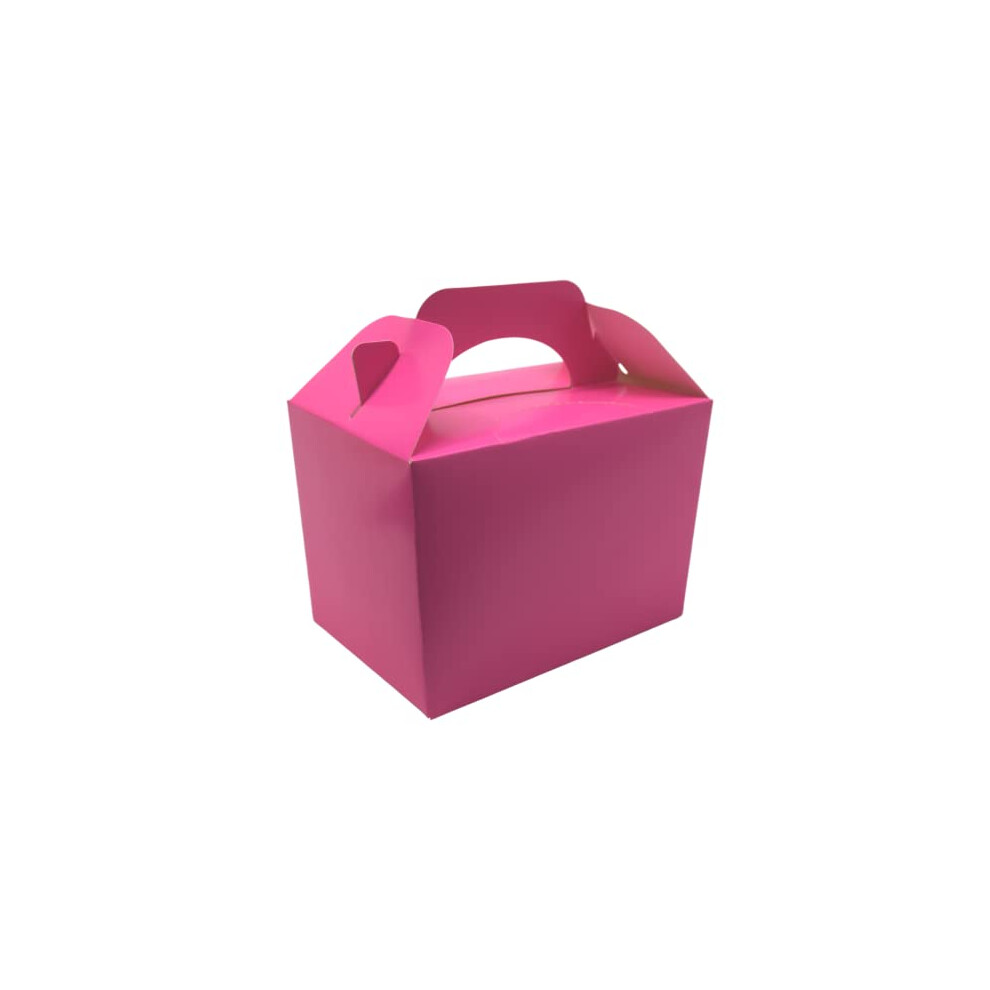 Lotus 50 x Children/Kids Plain Coloured Party Boxes Carry Food Meal Birthday Party Box Loot Bag Gift Boxes (Neon Pink)