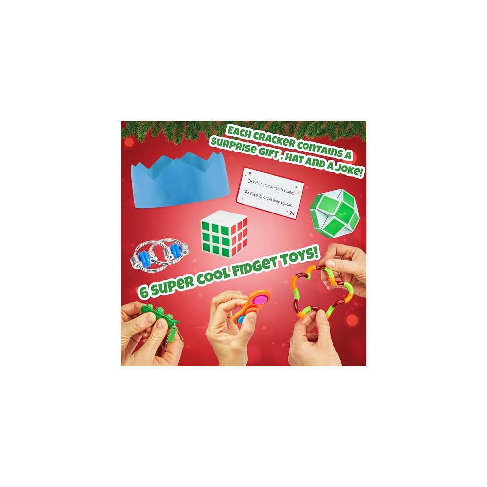 Glitzhome® 12" Christmas Kraft Paper Characters Tag Party Cracker With Gift Contents, 6ct