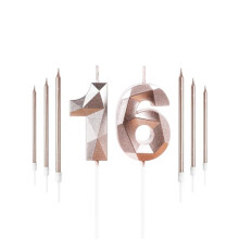 Rose Gold 16th Birthday Candles Set Number 16 Candle with Rose Gold Long Candles Birthday Candles for Cake Birthday Candle, Cake Candles Cake Topper