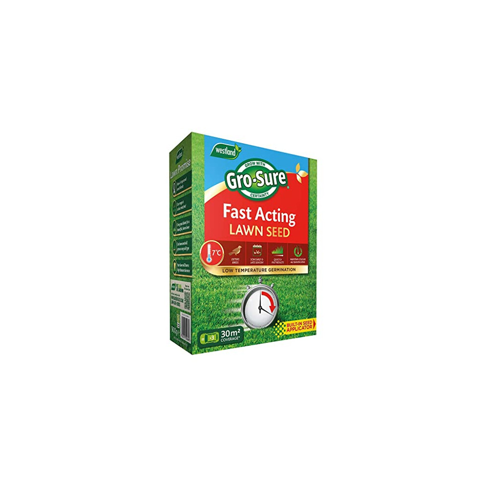 Westland Gro-Sure 20500187 Fast Acting Grass Lawn Seed, 30 M2, 900 G