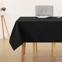 Deconovo Halloween Decorations Oxford Wipeable Tablecloth Rectangle Water Resistant Table Cloth for Party 132x229cm(52x90in) Black