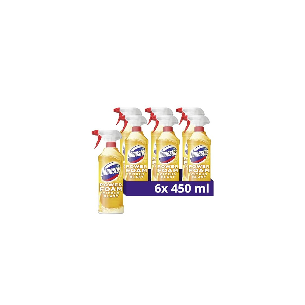 Domestos Power Foam Citrus Blast Upside Down Spray bleach-free toilet & bathroom cleaner ? eliminates 99.99%* of germs ? 6x 450 ml