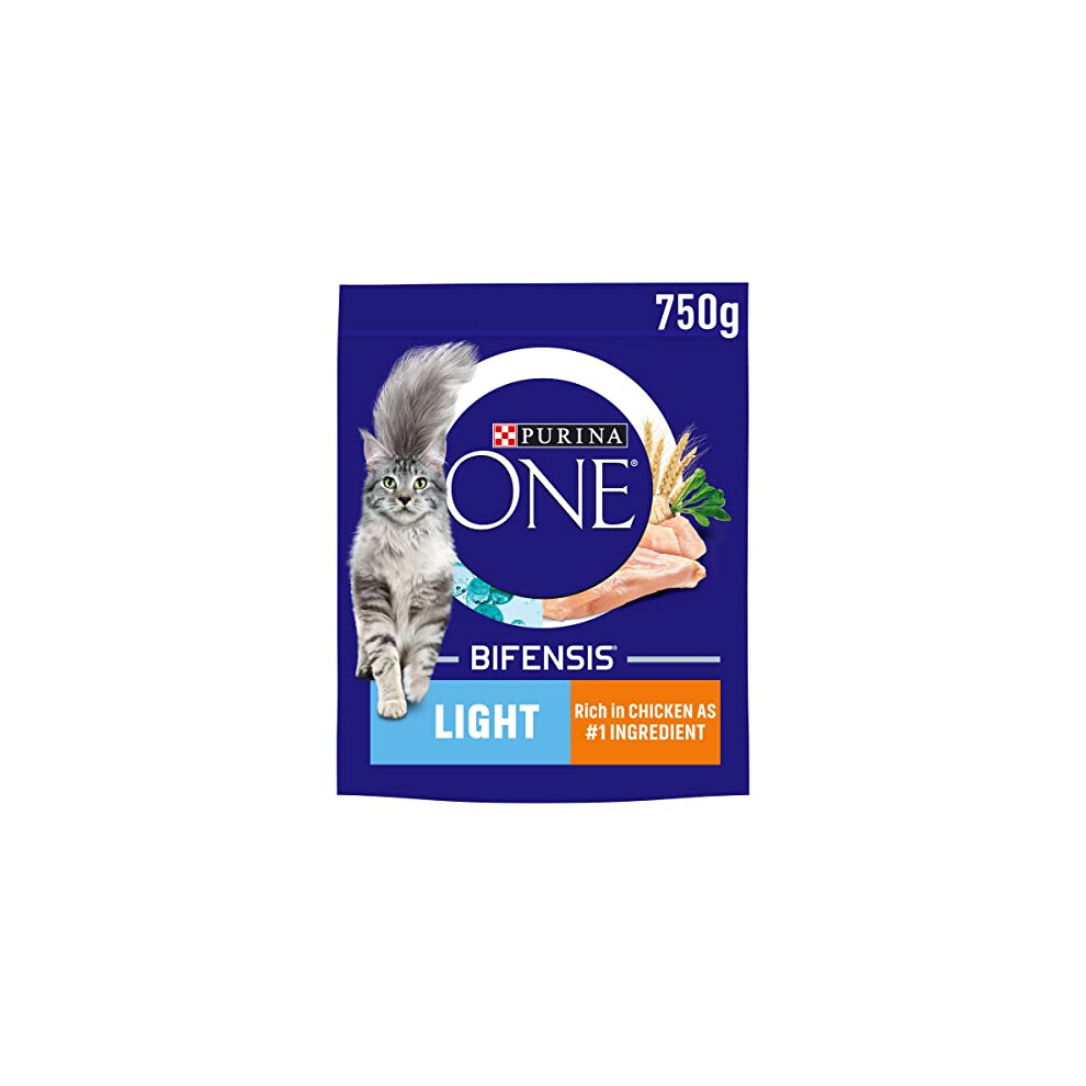 Purina ONE Light Dry Cat Food Rich in Chicken 750g (Pack of 4), Packaging May Vary