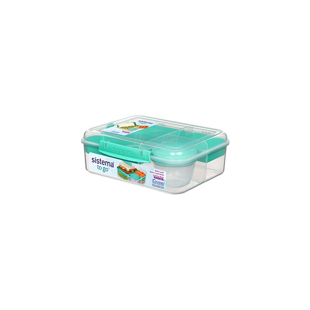 Sistema Bento Box TO GO | Lunch Box with Yoghurt/Fruit Pot | 1.65 L | BPA-Free | Minty Teal | 1 count