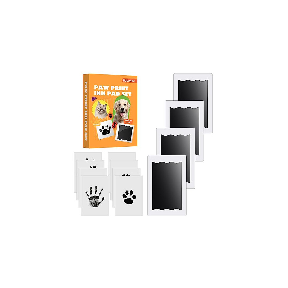 Baby Handprint And Footprint Kit, Paw Print Kit For Dogs & Cats, 4 Inkless Print Pads, 8 Imprint Cards, Dog Paw Print Kit, Pet Paw Stamp Pads, Nabance