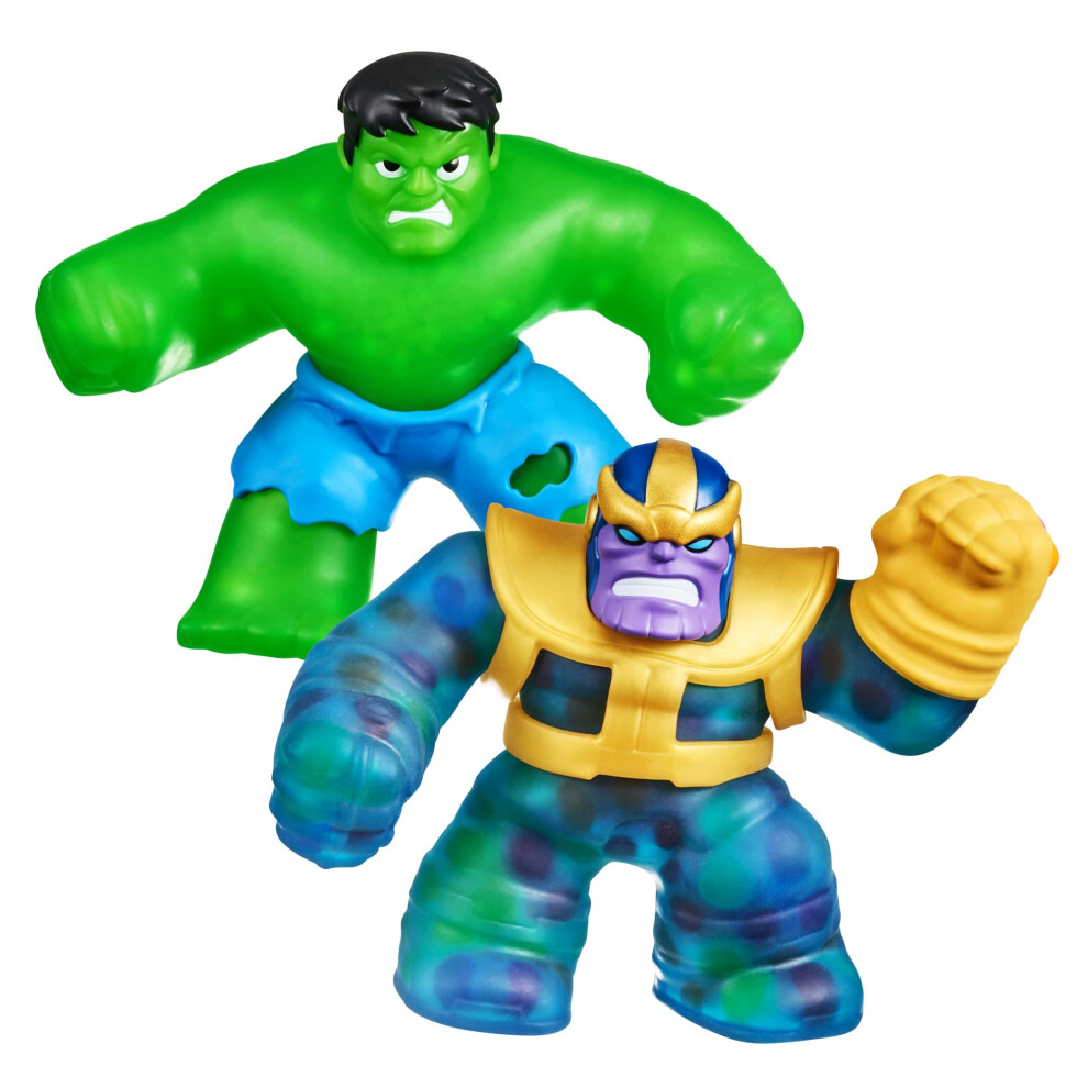 Heroes of Goo Jit Zu Marvel Versus Pack - Hulk vs Thanos, Squishy, Stretchy, Gooey Heroes, Perfect Christmas/Birthday Present For 4 To 8 Year Olds,