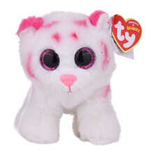 TY 42186 Beanie Classic Tabor Tiger with Shiny Eyes, 15 cm, Pink/White