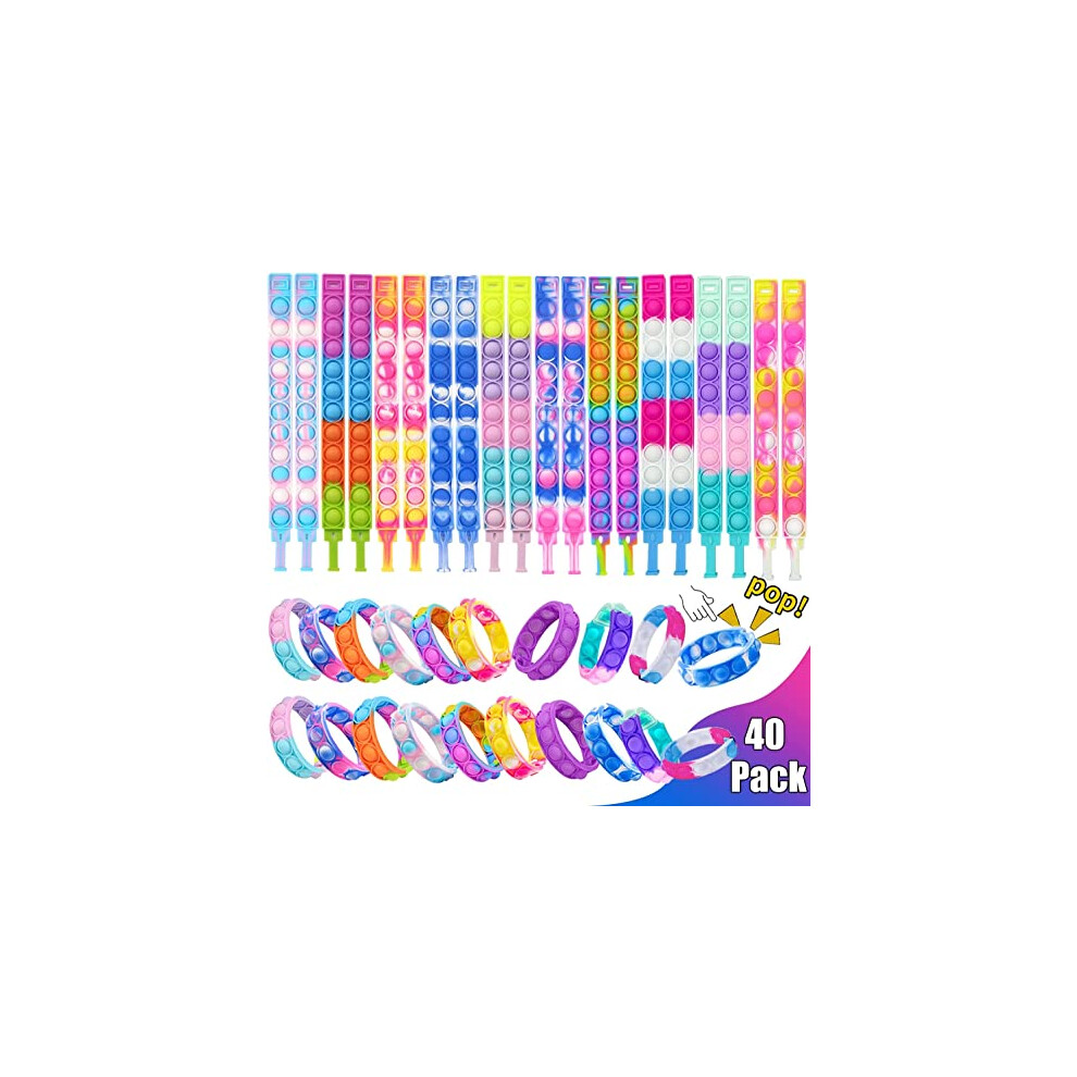 Amyang 40Pcs Party Bag Fillers for Kids - Pop Bracelet Fidget Toys,Bubble Bracelets Sensory Party Favours Set for Kids Boys Girls Toddlers Christmas-image-OPC-PFJZZBQ-NEW