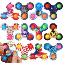 12 Pack Bubble Pop Fidget Spinner Sensory Toy, Simple Popper Squeeze Push Pop Fidget Toy For Stress Relief, Birthday Gifts Party Favors Student Gift