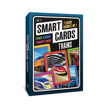 100 PICS Smart Cards Trains, 7 games in 1, Pairs, Snap, Trumps, Rummy, Memory Quiz, Learn Facts, Travel Game, Gift, Stocking Filler, Age 5+, 1-8