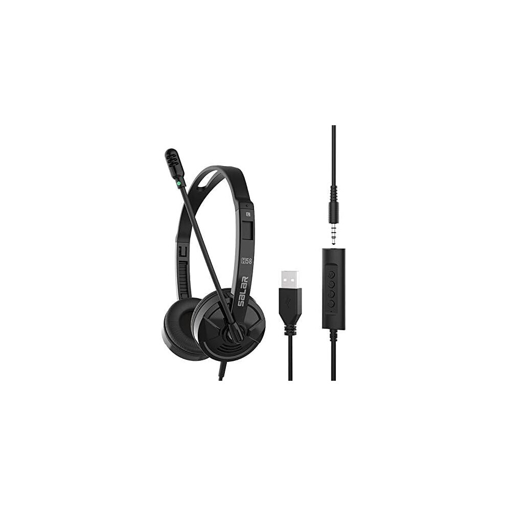 Headset With Microphone For Laptop,3.5Mm Usb Headsets ,With Noise Cancelling Mic & Audio Controls 123456689817