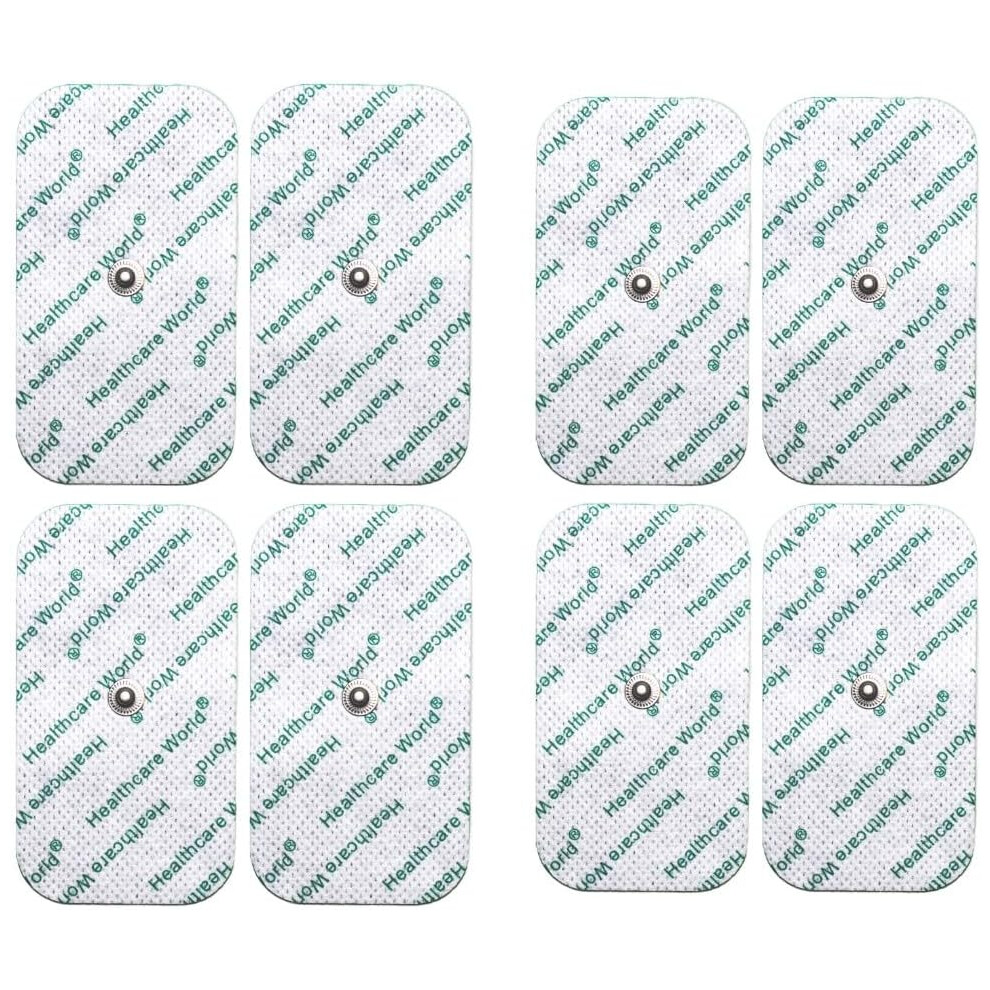 Healthcare World (8) Tens Electrode Pads 5X10cm Self-Adhesive Electrodes With 3.5Mm Stud Connection Compatible With Beurer, Sanitas, Boots, Kinetik Tens Devices