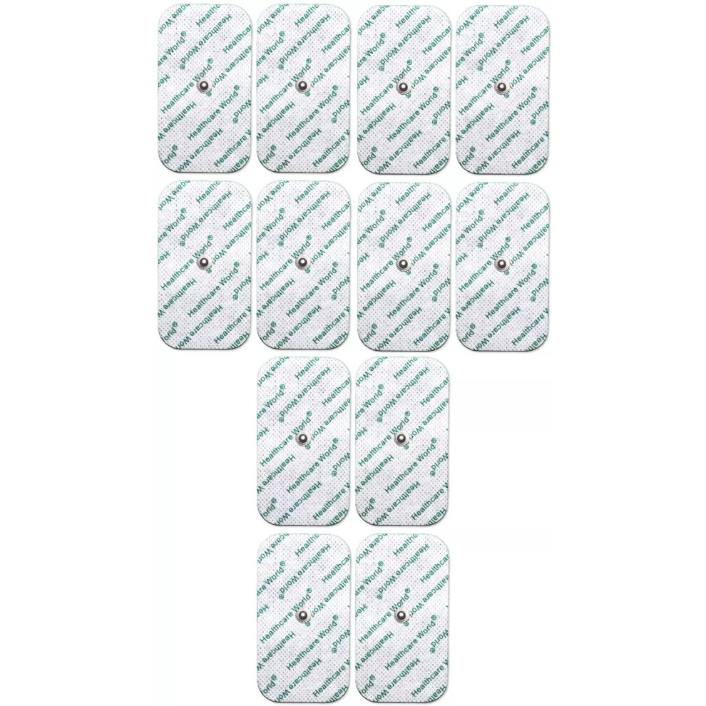 Healthcare World (12) Tens Electrode Pads 5X10cm Self-Adhesive Electrodes With 3.5Mm Stud Connection Compatible With Beurer, Sanitas, Boots, Kinetik Tens Devices