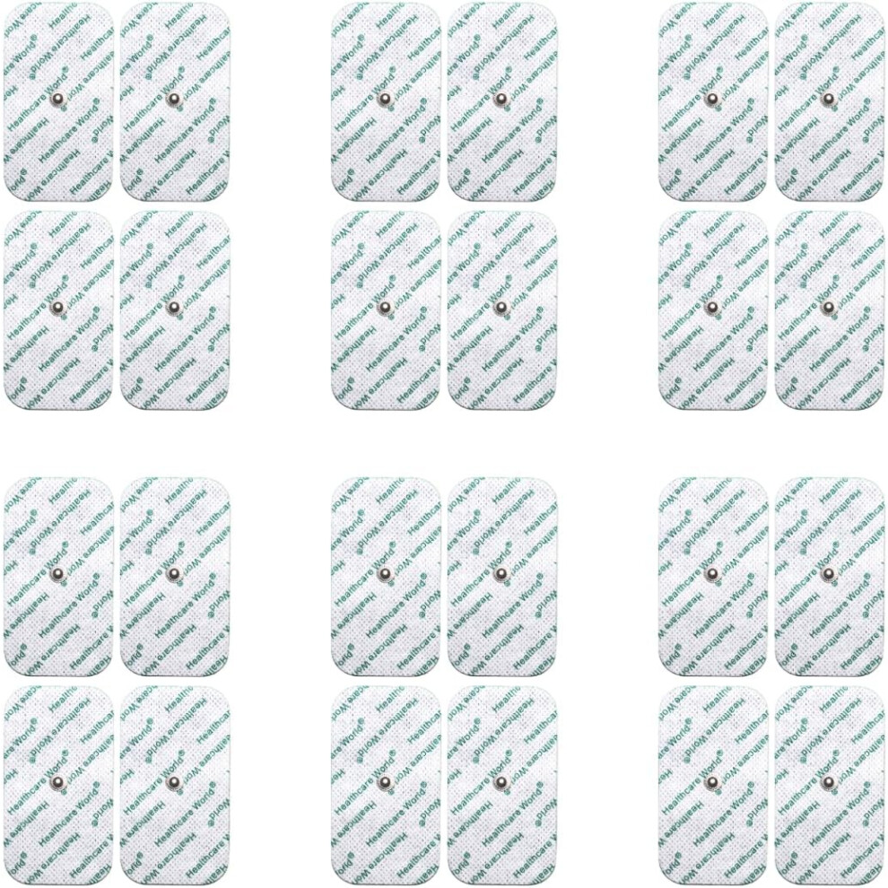 Healthcare World (24) Tens Electrode Pads 5X10cm Self-Adhesive Electrodes With 3.5Mm Stud Connection Compatible With Beurer, Sanitas, Boots, Kinetik Tens Devices