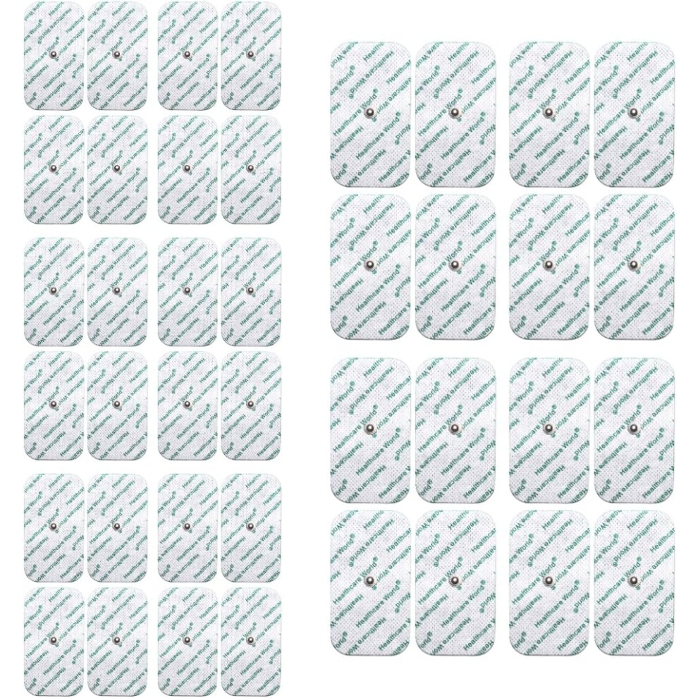 Healthcare World (40) Tens Electrode Pads 5X10cm Self-Adhesive Electrodes With 3.5Mm Stud Connection Compatible With Beurer, Sanitas, Boots, Kinetik Tens Devices