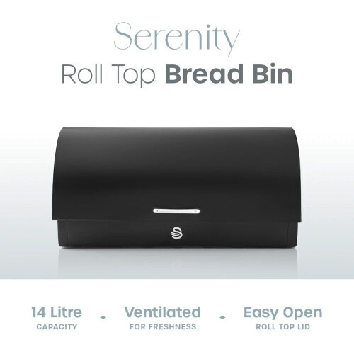Swan Swan Serenity Black Bread Bin & Canisters Kitchen Storage Set 2
