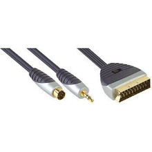 Bandridge S-VHS S Video 3.5mm AV Audio to Scart Switchable 24K Gold Cable 10m