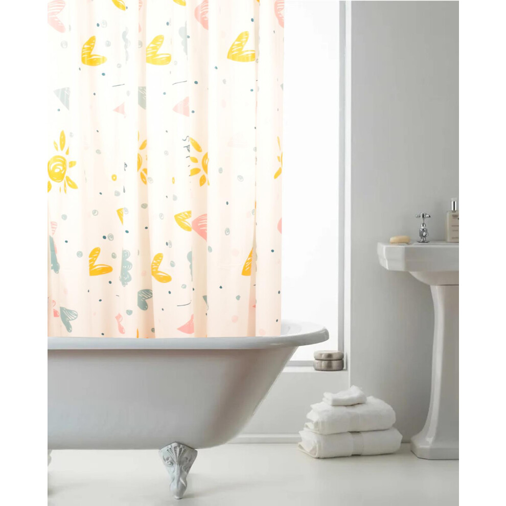 (Multicoloured - Style A) Printed Shower Curtain Anti Mould Mildew Resistant